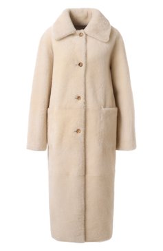 Женская двусторонняя дубленка из овчины KITON кремового цвета, арт. D58671K0546F02 | Фото 1 (Длина (верхняя одежда): Длинные; Рукава: Длинные; Материал внешний: Натуральный мех; Кросс-КТ: Куртка; Стили: Кэжуэл)