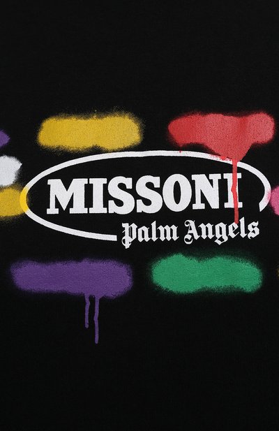 Хлопковая футболка palm angels x missoni PALM ANGELS черного цвета по цене 31650 руб., арт. PMAA001F21JER0281001/W, фото 5 Хлопковая футболка palm angels x missoni PALM ANGELS, арт. PMAA001F21JER0281001/W, фото 5
