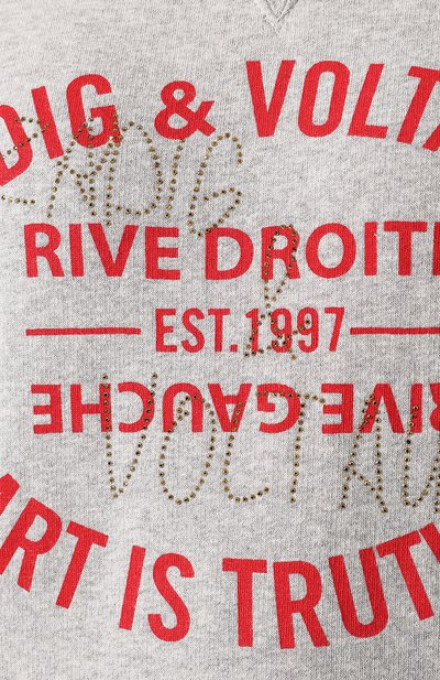 Хлопковое худи ZADIG AND VOLTAIRE серого цвета по цене 17100 руб., арт. SJTS7103F, фото 5 Хлопковое худи ZADIG AND VOLTAIRE, арт. SJTS7103F, фото 5