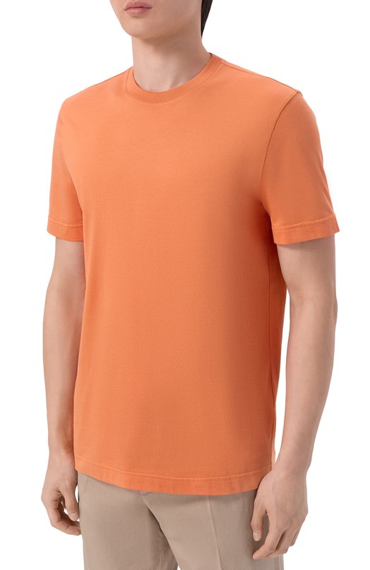 Хлопковая футболка Kiton UMM0746 Оранжевый  UMM0746 Фото 3