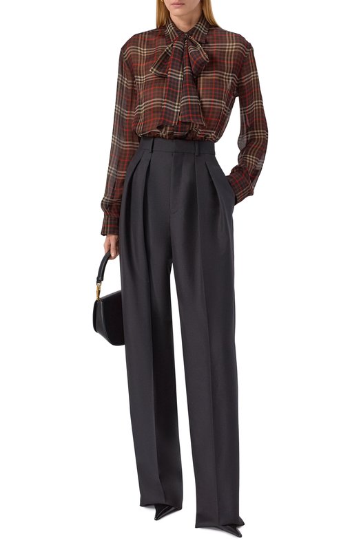 Шерстяные брюки Saint Laurent 854457/Y5J50 Чёрный  854457/Y5J50 Фото 2