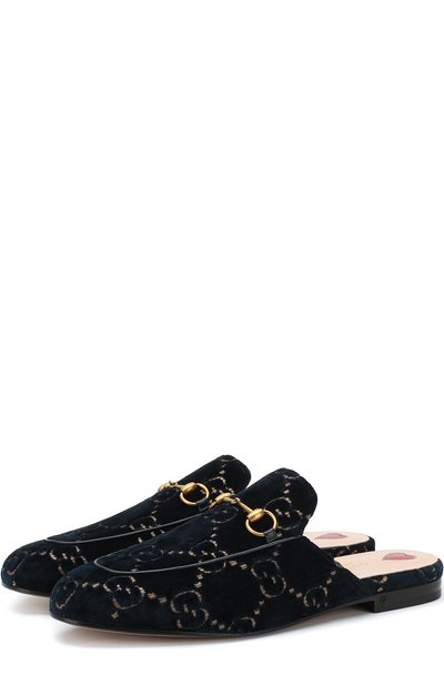 Бархатные сабо princetown gg с пряжкой-трензелем GUCCI, арт. 475094/9JT20, фото 1