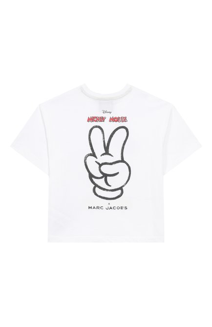 Детская хлопковая футболка MARC JACOBS (THE) белого цвета, арт. W60447 | Фото 2 (Материал внешний: Хлопок; Рукава: Короткие; Драгоценные камни: Проставлено; Материал сплава: Проставлено)