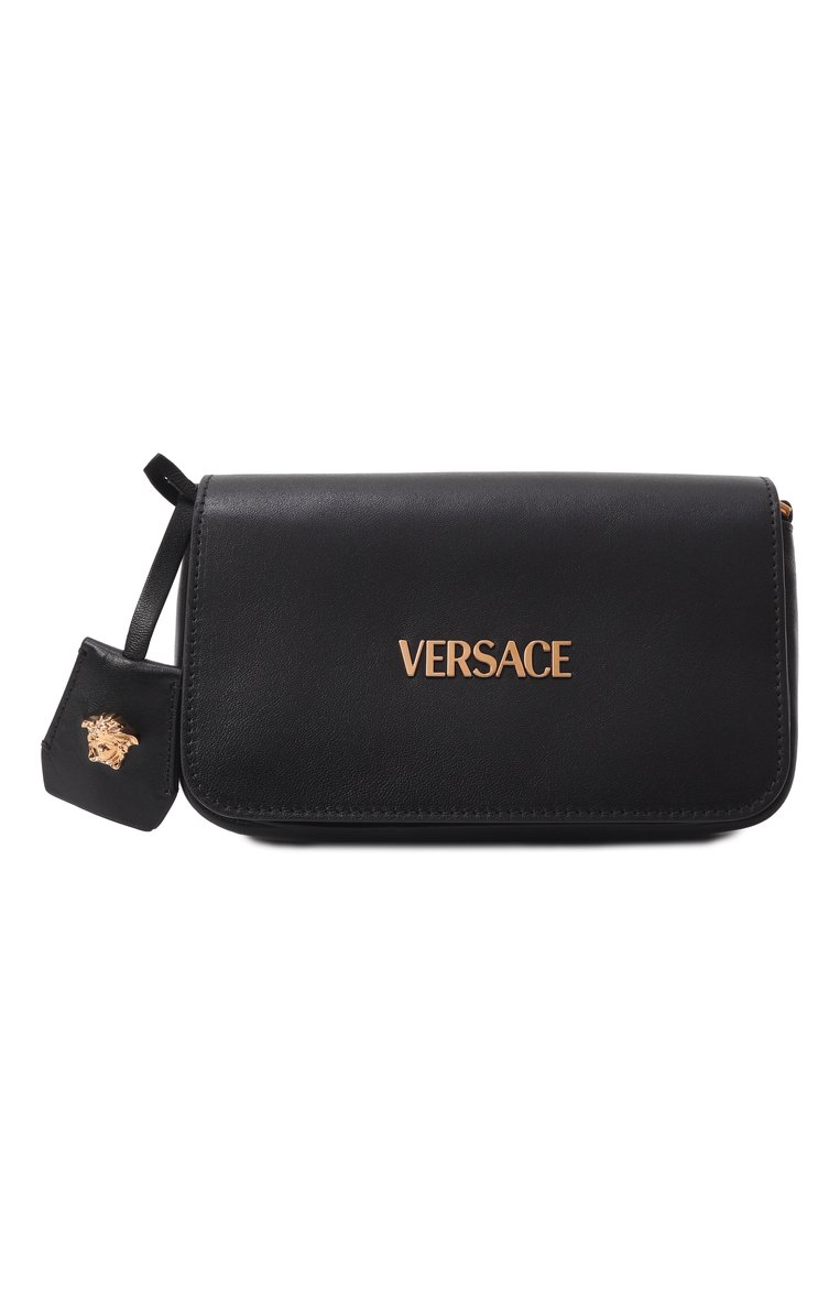 Женская сумка tag mini VERSACE черного цвета, арт. 1018747/1A13171 | Фото 7 (Размер: mini; Ремень/цепочка: На ремешке; Материал: Натуральная кожа)