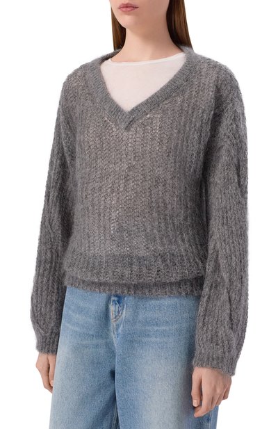 Свитер из шерсти и вискозы BOSS серого цвета по цене 33550 руб., арт. 50547926, фото 3 Свитер из шерсти и вискозы BOSS, арт. 50547926, фото 3