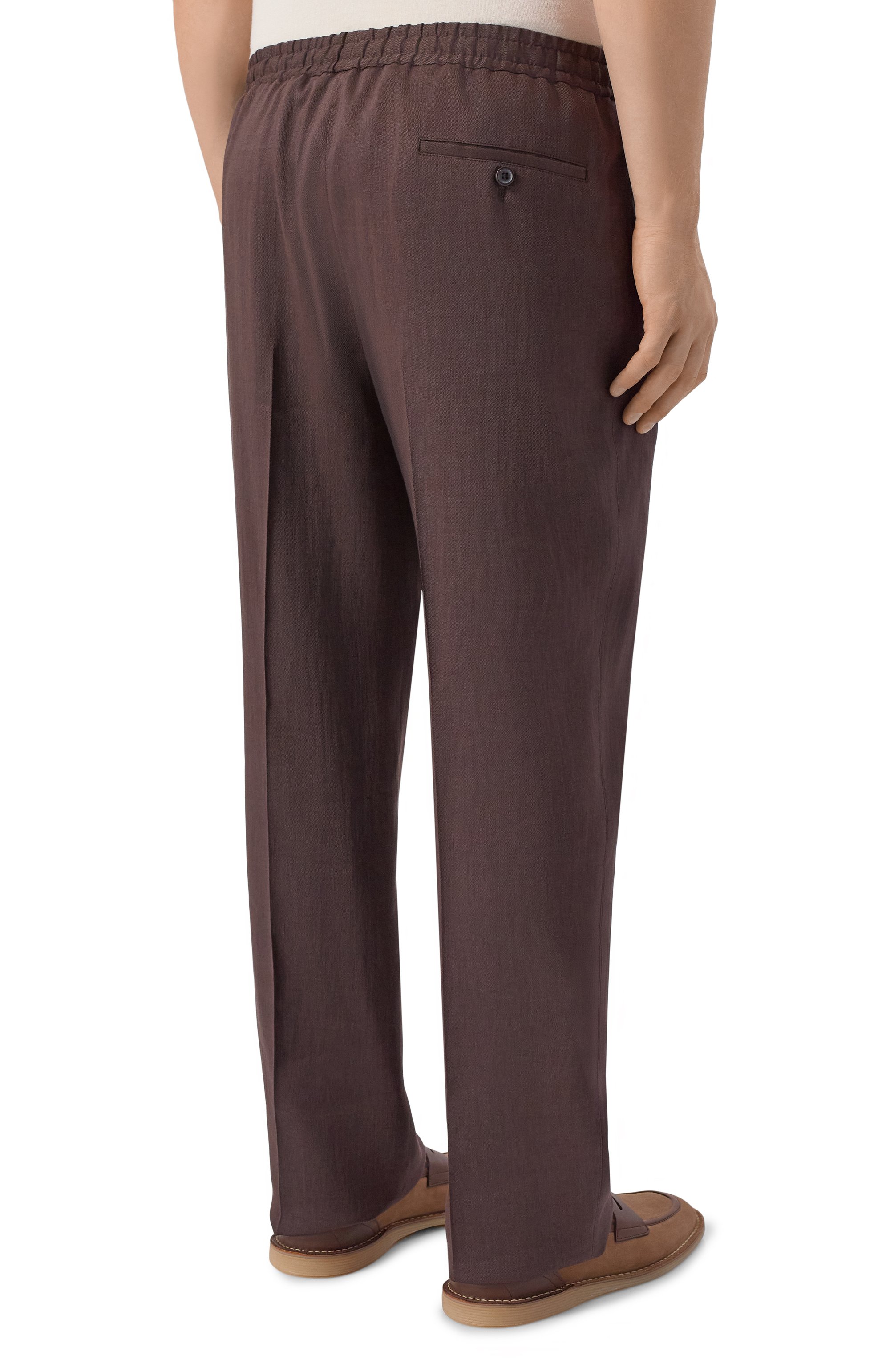 Брюки изо льна и шерсти CORNELIANI темно-коричневого цвета по цене 65650 руб., арт. 274554/2718468, фото 4 Брюки изо льна и шерсти CORNELIANI, арт. 274554/2718468, фото 4