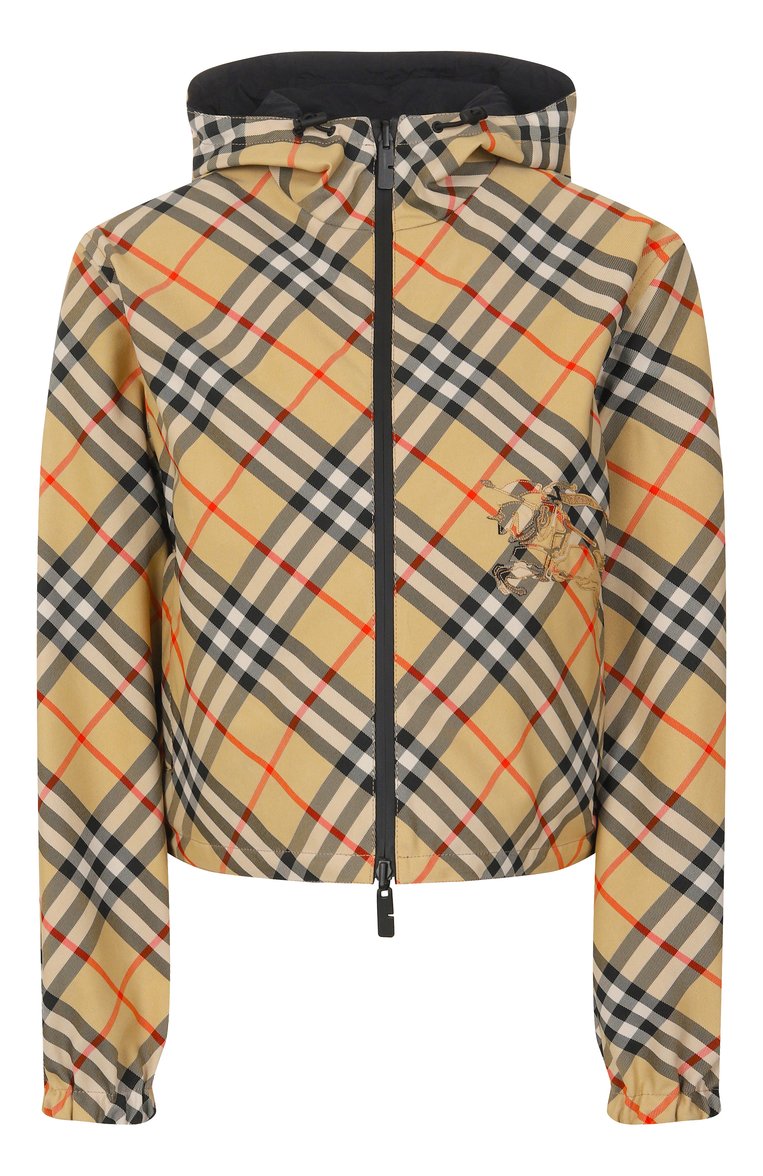 Женская двусторонняя куртка BURBERRY бежевого цвета, арт. 8087229 | Фото 1 (Рукава: Длинные; Материал подклада: Синтетический материал; Длина (верхняя одежда): Короткие; Материал внешний: Синтетический материал; Кросс-КТ: Куртка, Легкие; Стили: Кэжуэл)