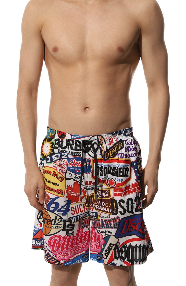 Мужские плавки-шорты DSQUARED2 разноцветного цвета, арт. D7BM75560 | Фото 2 (Нос: Не проставлено; Материал внешний: Синтетический материал; Мужское Кросс-КТ: плавки-шорты; Принт: С принтом)