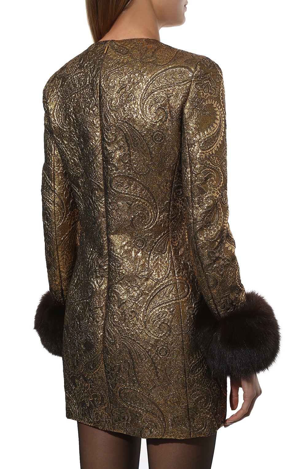 Платье с меховой отделкой SAINT LAURENT, арт. 673100/Y9D41, фото 4