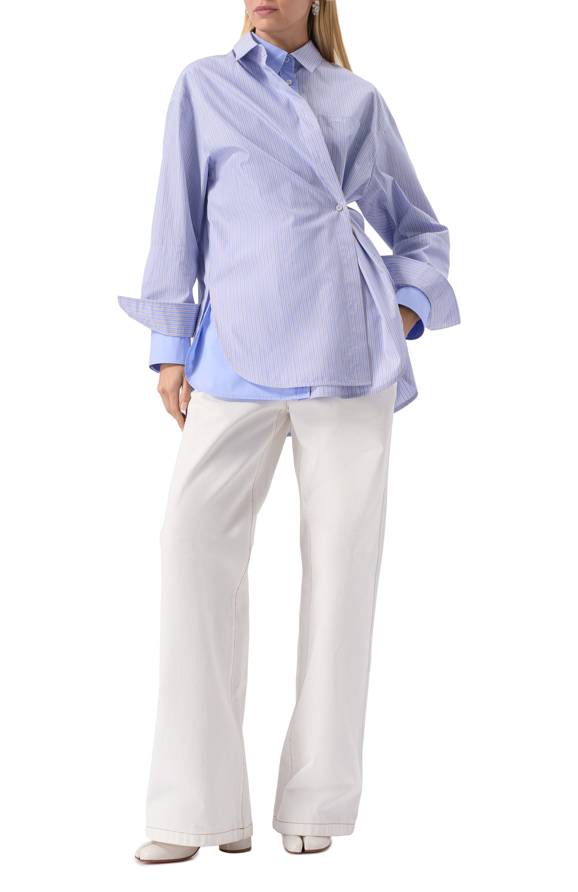 Хлопковая рубашка JUUN.J голубого цвета по цене 76100 руб., арт. JW5164W02Q, фото 2 Хлопковая рубашка JUUN.J, арт. JW5164W02Q, фото 2