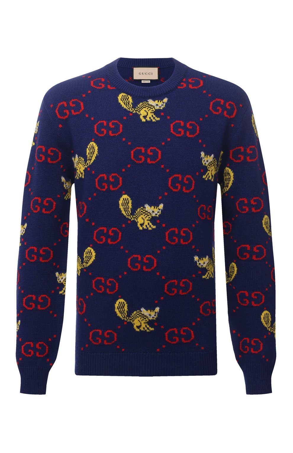 Шерстяной свитер gucci x freya hartas GUCCI синего цвета по цене 172800 руб., арт. 661836/XKBXX, фото 1 Шерстяной свитер gucci x freya hartas GUCCI, арт. 661836/XKBXX, фото 1