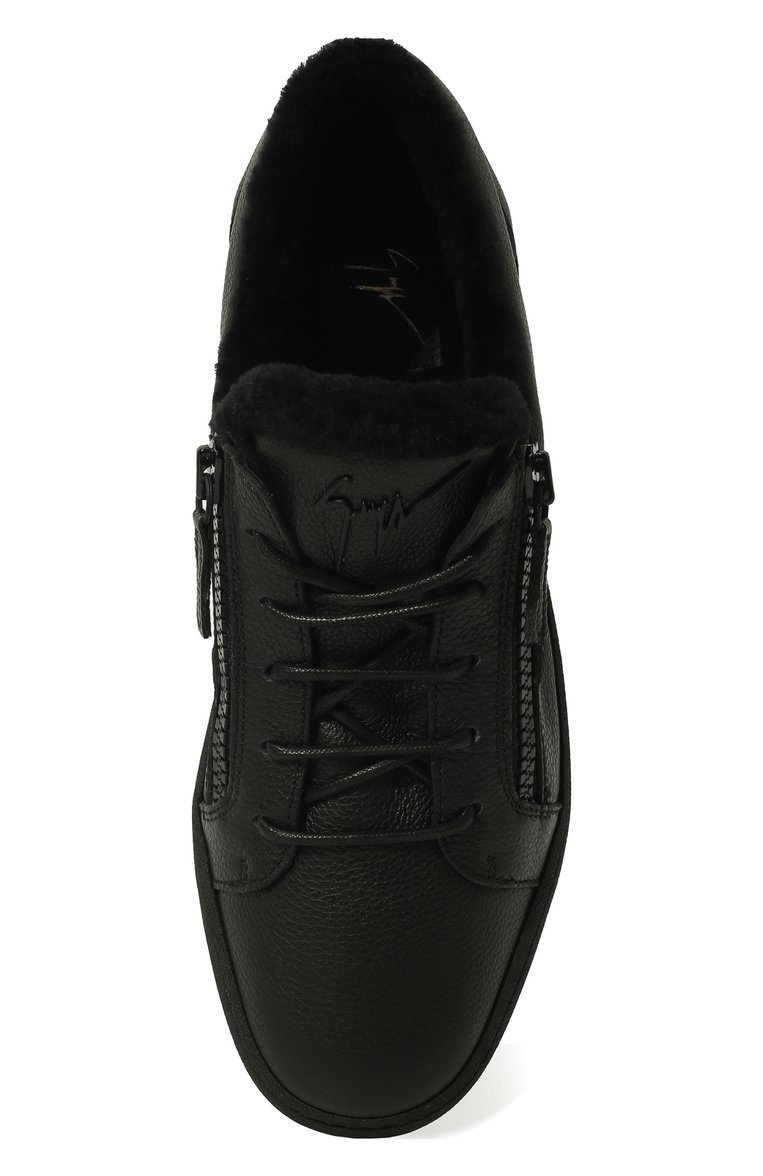 Мужские кожаные кеды frankie winter GIUSEPPE ZANOTTI DESIGN черного цвета, арт. RU20002/001 | Фото 6 (Материал утеплителя: Натуральный мех; Стили: Классический; Подошва: Массивная; Драгоценные камни: Проставлено; Материал сплава: Проставлено; Материал внешний: Натуральная кожа; Кросс-КТ: Низкие)