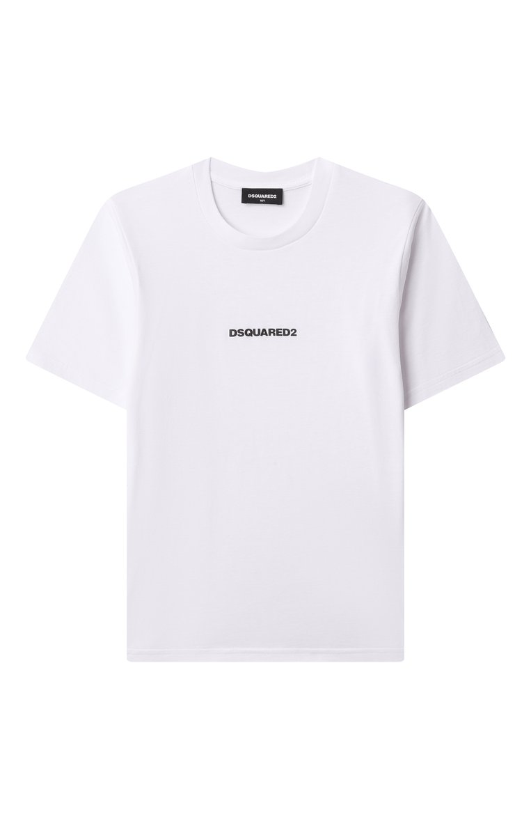 Мужского хлопковая футболка DSQUARED2 белого цвета, арт. DQ2823/D004G | Фото 1 (Нос: Не проставлено; Региональные ограничения белый список (Axapta Mercury): Не проставлено; Мальчики Кросс-КТ: Футболка-одежда; Девочки Кросс-КТ: футболка-одежда; Материал внешний: Хлопок; Ростовка одежда: 6 лет | 116 см, 10 - 11 лет | 140 - 146см, 13 - 15 лет | 158 см, 16 лет | 164 см, 4 года | 104 см, 8 лет | 128 см)