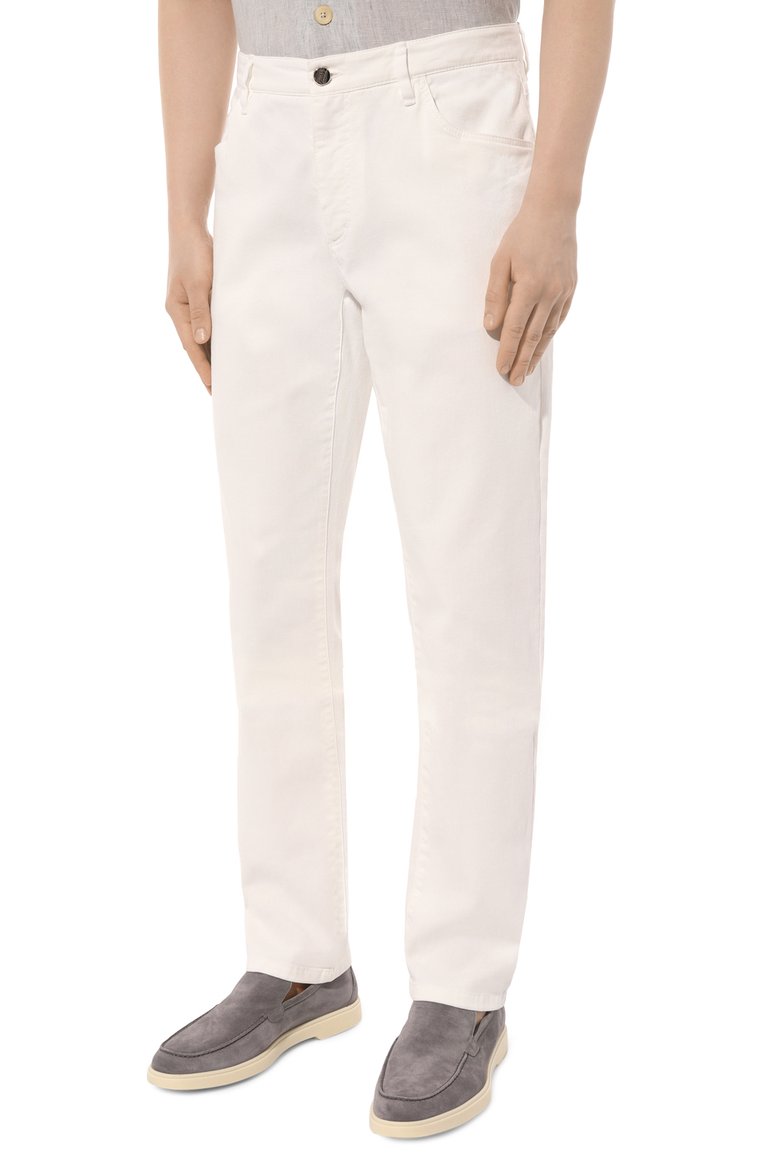 Мужские джинсы slim fit ZILLI белого цвета, арт. J5T002M0462VZL000 | Фото 3 (Длина (брюки, джинсы): Стандартные; Материал внешний: Хлопок, Деним; Силуэт М (брюки): Прямые; Кросс-КТ: Деним; Стили: Повседневный; Автоматизация состава: Проставлено; Автоматизация ТО: Проставлено)