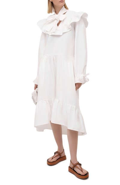 Хлопковое платье MSGM белого цвета по цене 56850 руб., арт. 3041MDA23 217104, фото 2 Хлопковое платье MSGM, арт. 3041MDA23 217104, фото 2