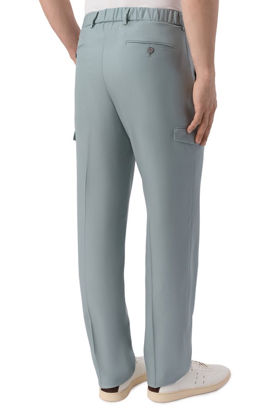 Брюки-карго из шерсти и шелка Stefano Ricci M1T6100142/WK002U Голубой  M1T6100142/WK002U Фото 4