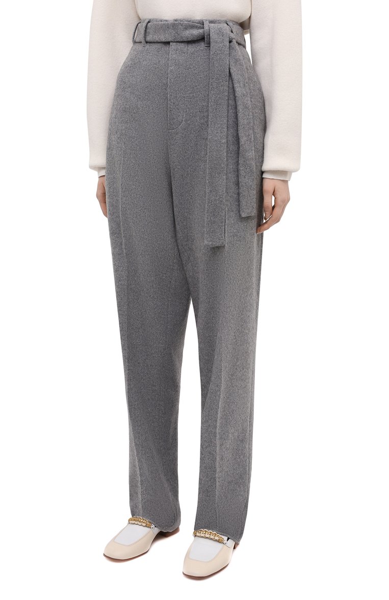 Женские брюки из кашемира и шерсти ZEGNA серого цвета, арт. 287146/630SNP | Фото 3 (Материал внешний: Шерсть, Кашемир; Длина (брюки, джинсы): Удлиненные; Женское Кросс-КТ: Брюки-одежда; Силуэт Ж (брюки и джинсы): Прямые; Стили: Кэжуэл; Драгоценные камни: Проставлено; Материал сплава: Проставлено)