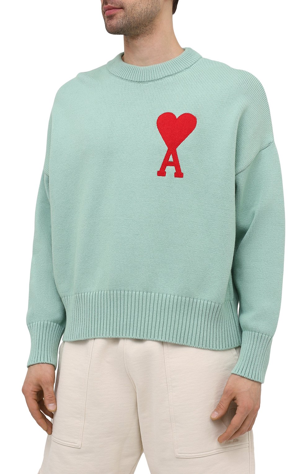 Свитер из хлопка и шерсти AMI, арт. E21HK009.016, фото 3