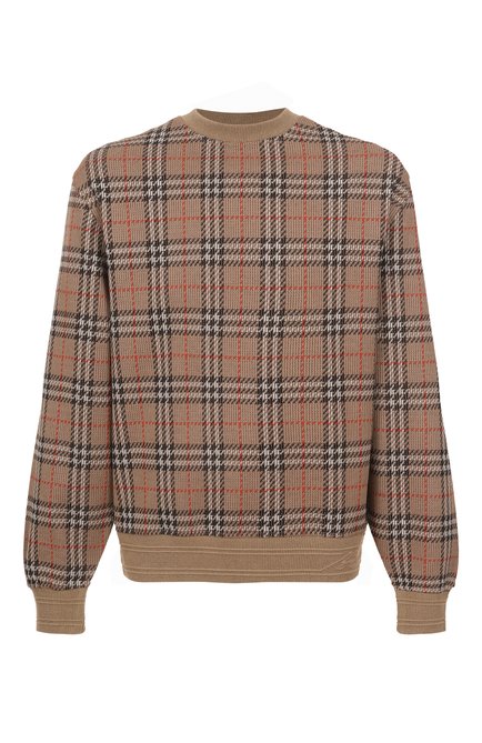 Мужской хлопковый джемпер BURBERRY бежевого цвета, арт. 8102882 | Фото 1 (Материал сплава: Проставлено; Длина (для топов): Стандартные; Рукава: Длинные; Драгоценные камни: Проставлено; Материал внешний: Хлопок)