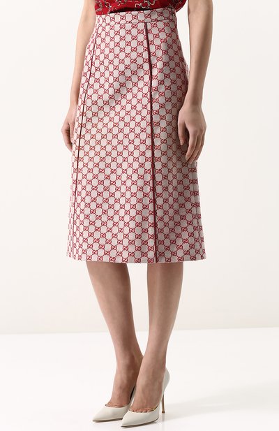 Хлопковая юбка-миди с логотипом бренда GUCCI, арт. 512875/ZKD86, фото 3