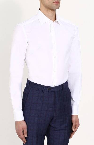 Хлопковая сорочка с воротником кент ZEGNA, арт. 301063/9HS0MT, фото 3