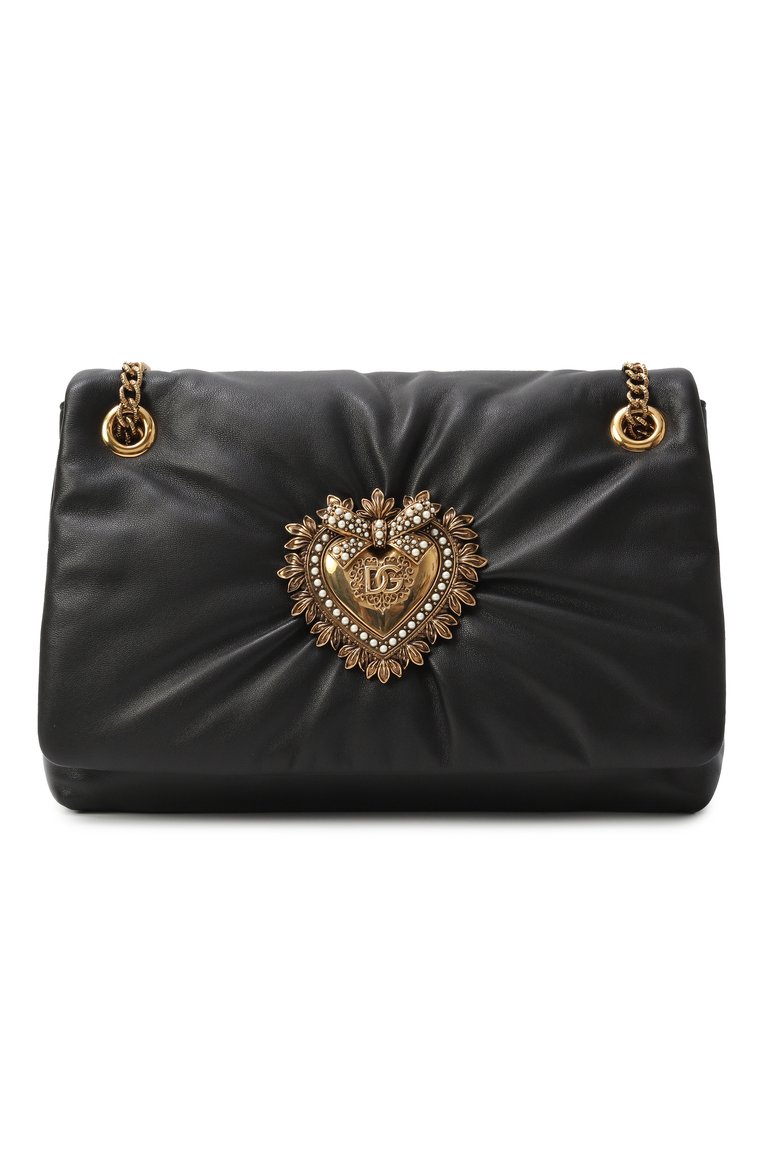 Женская сумка devotion soft DOLCE & GABBANA черного цвета, арт. BB7541/AF984 | Фото 1 (Автоматизация состава: Проставлено; Размер: small; Материал: Натуральная кожа; Ремень/цепочка: На ремешке; Автоматизация ТО: Проставлено)