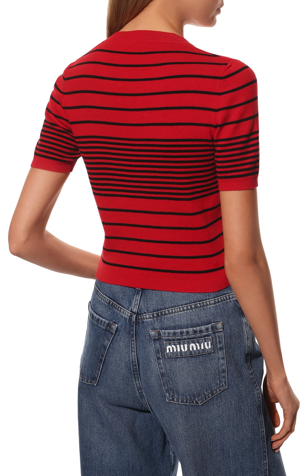 Хлопковый пуловер MIU MIU, арт. MML566-10KB-F0927, фото 4