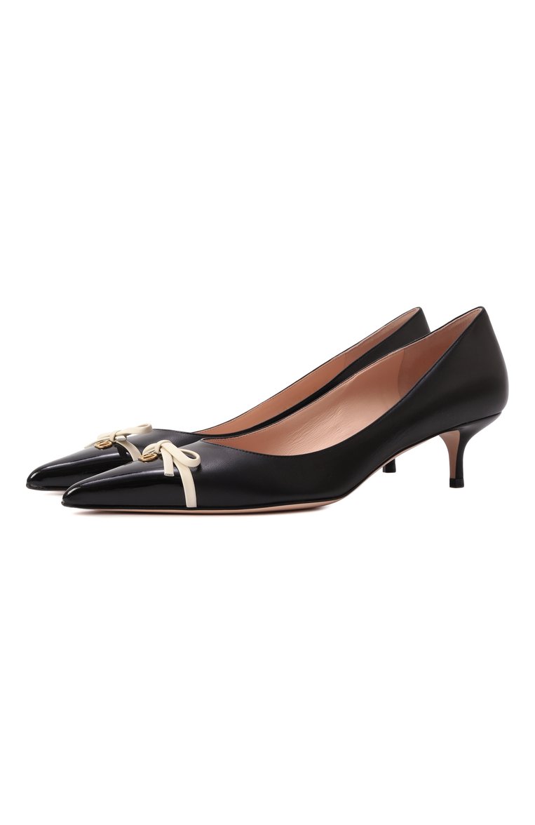 Женские кожаные туфли bepointy 45 VALENTINO черного цвета, арт. 6W2S0LQ0/DAL | Фото 1 (Материал внутренний: Натуральная кожа; Материал внешний: Натуральная кожа; Каблук высота: Низкий; Подошва: Плоская; Каблук тип: Kitten heel; Автоматизация ТО: Проставлено; Автоматизация состава: Проставлено)