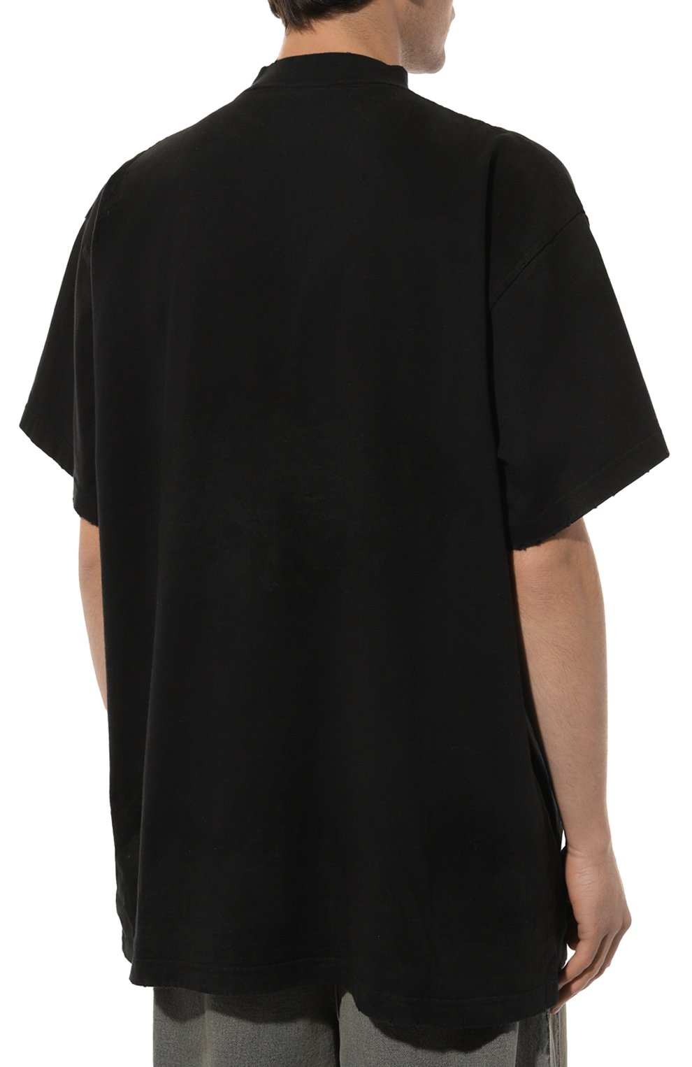 Хлопковая футболка BALENCIAGA черного цвета по цене 99500 руб., арт. 739028/T0VN2, фото 4 Хлопковая футболка BALENCIAGA, арт. 739028/T0VN2, фото 4