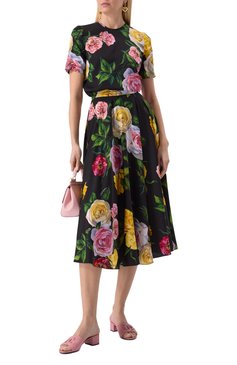 Женский шелковый топ DOLCE & GABBANA разноцветного цвета, арт. F7A02T/FSA7B | Фото 2 (Драгоценные камни: Проставлено; Рукава: Короткие; Материал внешний: Шелк; Материал сплава: Проставлено; Длина (для топов): Стандартные; Стили: Романтичный; Кросс-КТ: костюм)