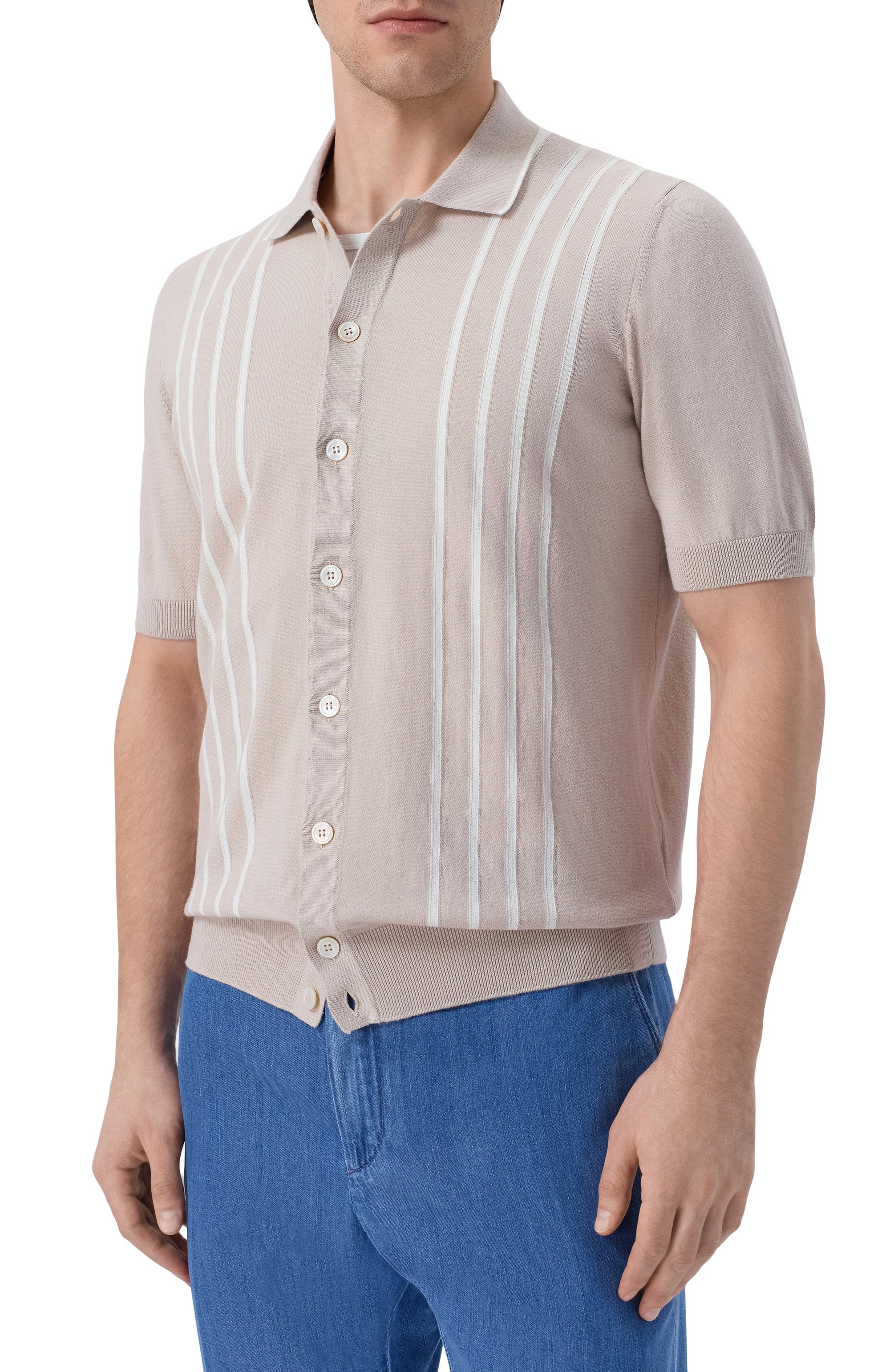 Хлопковая рубашка GRAN SASSO светло-бежевого цвета по цене 35300 руб., арт. 59135/18066, фото 3 Хлопковая рубашка GRAN SASSO, арт. 59135/18066, фото 3