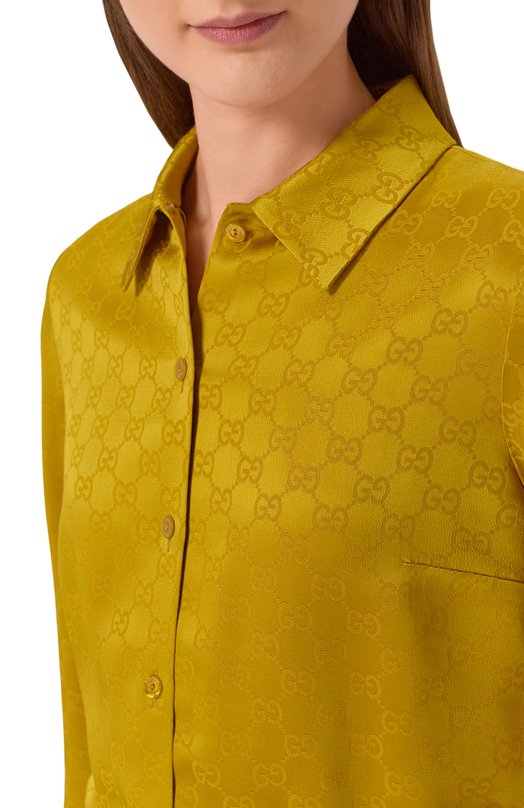 Атласное платье Gucci 853070/ZAQKJ Жёлтый  853070/ZAQKJ Фото 4