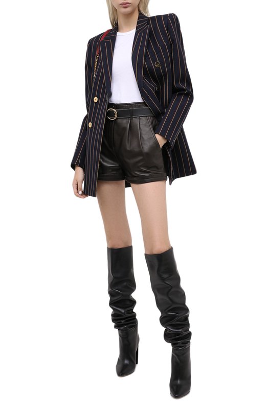 Кожаные шорты Saint Laurent Коричневый, фото 2