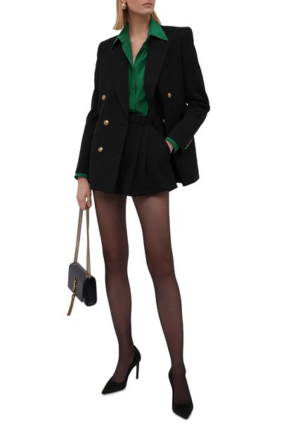 Шерстяные шорты SAINT LAURENT черного цвета по цене 79100 руб., арт. 663805/Y7C25, фото 2 Шерстяные шорты SAINT LAURENT, арт. 663805/Y7C25, фото 2