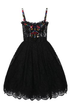 Женское платье DOLCE & GABBANA черног�о цвета, арт. F6ZX6Z/FLMNL | Фото 1 (Стили: Гламурный; Женское Кросс-КТ: Сарафаны, Платье-одежда; Случай: Вечерний; Материал внешний: Синтетический материал, Хлопок; Материал сплава: Проставлено; Нос: Не проставлено; Длина Ж (юбки, платья, шорты): До колена; Драгоценные камни: Проставлено; Материал подклада: Шелк)