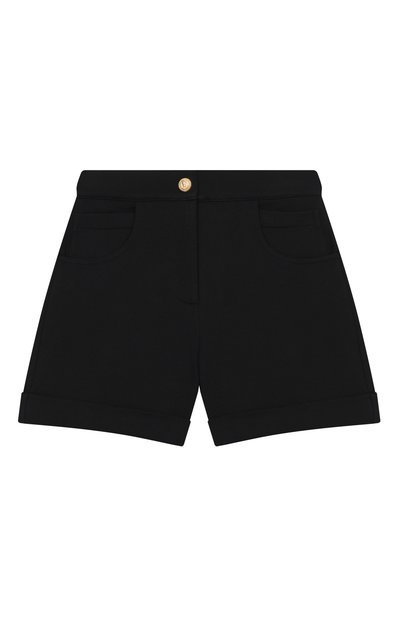 Детские хлопковые шорты BALMAIN черного цвета по цене 26450 руб., арт. BY6A39 | Фото 1 Хлопковые шорты BALMAIN, арт. BY6A39