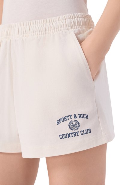 Хлопковые шорты SPORTY AND RICH кремового цвета по цене 17150 руб., арт. SH03776218WH37, фото 5 Хлопковые шорты SPORTY AND RICH, арт. SH03776218WH37, фото 5