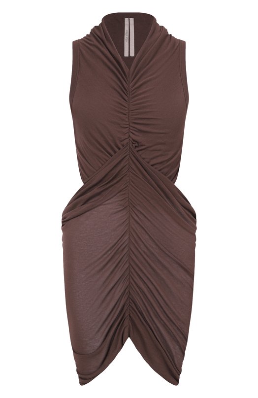 Топ из вискозы и шелка Rick Owens RP01F6103/JS Коричневый RP01F6103/JS