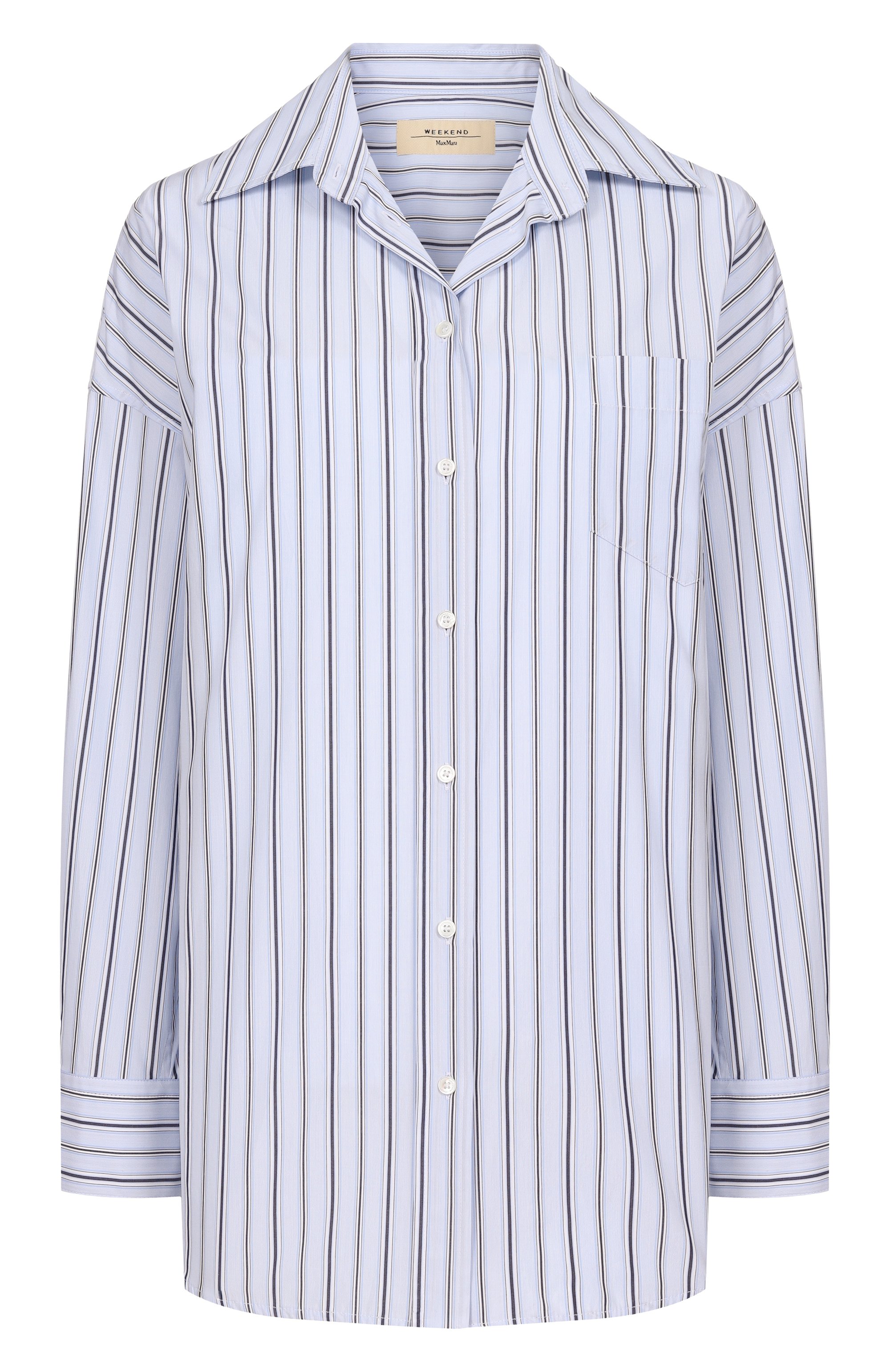 Хлопковая рубашка WEEKEND MAX MARA голубого цвета по цене 29950 руб., арт. AM0UR, фото 1 Хлопковая рубашка WEEKEND MAX MARA, арт. AM0UR, фото 1