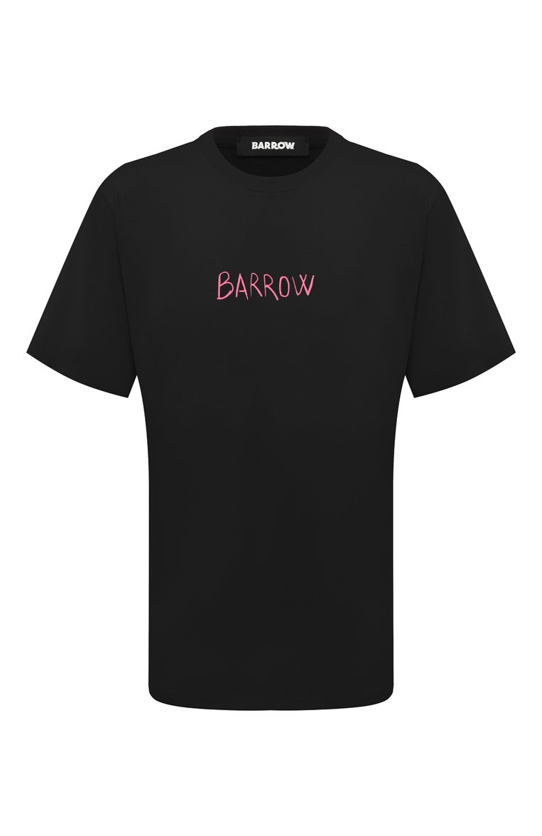 Мужская хлопковая футболка BARROW черного цвета, арт. S4BWMATH146 | Фото 1 (Длина (для топов): Стандартные; Материал внешний: Хлопок; Рукава: Короткие; Стили: Кэжуэл; Принт: С принтом; Кросс-КТ: Джерси; Мужское Кросс-КТ: Футболка-одежда)