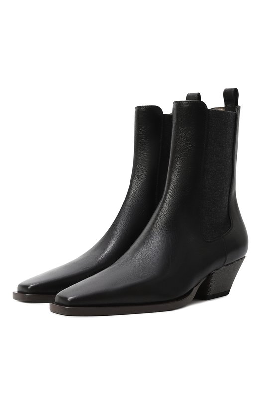 Кожаные ботильоны Brunello Cucinelli MZ0RC3050P Чёрный MZ0RC3050P