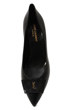 Женские кожаные туфли anais SAINT LAURENT черного цвета, арт. 630886/1ZJ10 | Фото 6 (Каблук высота: Низкий; Материал внутренний: Натуральная кожа; Материал сплава: Проставлено; Подошва: Плоская; Каблук тип: Kitten heel; Драгоценные камни: Проставлено)