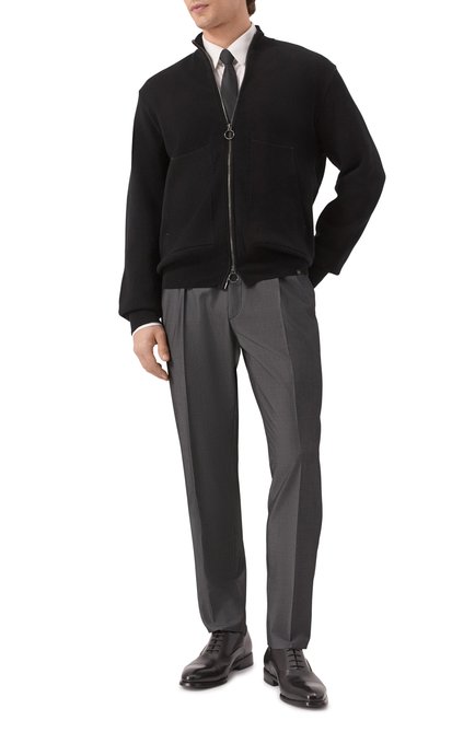 Мужские брюки из шерсти и хлопка CORNELIANI темно-серого цвета, арт. 254L21-2514201 | Фото 2 (Материал внешний: Шерсть; Драгоценные камни: Пр�оставлено; Длина (брюки, джинсы): Стандартные; Материал сплава: Проставлено)
