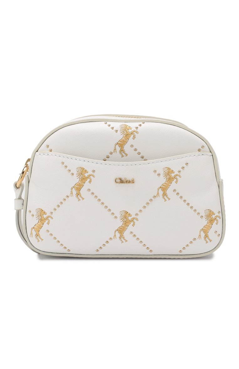 Женская поясная сумка signature CHLOÉ белого цвета, арт. CHC19SS121A56 | Фото 1 (Размер: mini; Материал: Натуральная кожа; Статус проверки: Проверена категория; Ремень/цепочка: На ремешке; Стили: Классический; Кросс-КТ: другое; Застежка: Молния)