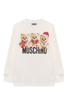 Детский хлопковый свитшот MOSCHINO белого цвета, арт. HVF05R/LDA26/4A-8A | Фото 1 (Рукава: Длинные; Материал сплава: Проставлено; Материал внешний: Хлопок; Драгоценные камни: Проставлено; Мальчики Кросс-КТ: Свитшот-одежда)