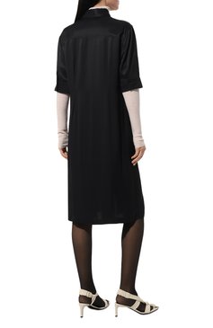 Женское платье из вискозы JIL SANDER темно-синего цвета, арт. J04DL0001/J65004 | Фото 4 (Случай: Повседневный; Материал сплава: Проставлено; Длина Ж (юбки, платья, шорты): Миди; Материал внешний: Вискоза; Драгоценные камни: Проставлено; Рукава: 3/4; Стили: Минимализм; Женское Кросс-КТ: Платье-одежда)