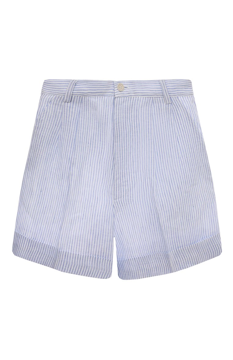 Женские льняные шорты FORTE DEI MARMI COUTURE голубого цвета, арт. 24SF1805 | Фото 1 (Длина Ж (юбки, платья, шорты): Мини; Материал внешний: Лен; Стили: Минимализм)