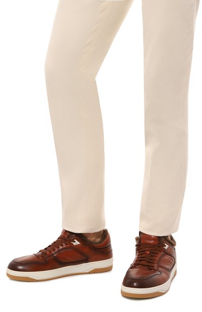 Кожаные кеды sneak-air SANTONI коричневого цвета по цене 69950 руб., арт. MBSG22015BAMPGHV, фото 3 Кожаные кеды sneak-air SANTONI, арт. MBSG22015BAMPGHV, фото 3