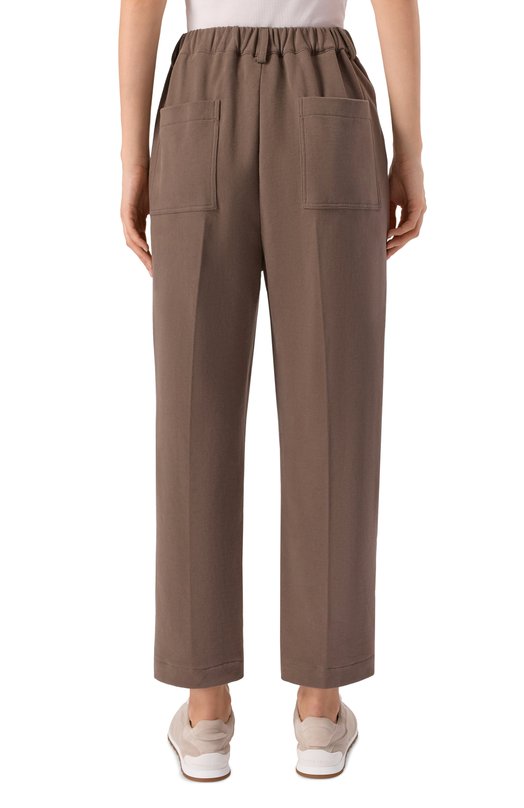 Хлопковые брюки Brunello Cucinelli MN05NSP799 Коричневый  MN05NSP799 Фото 4