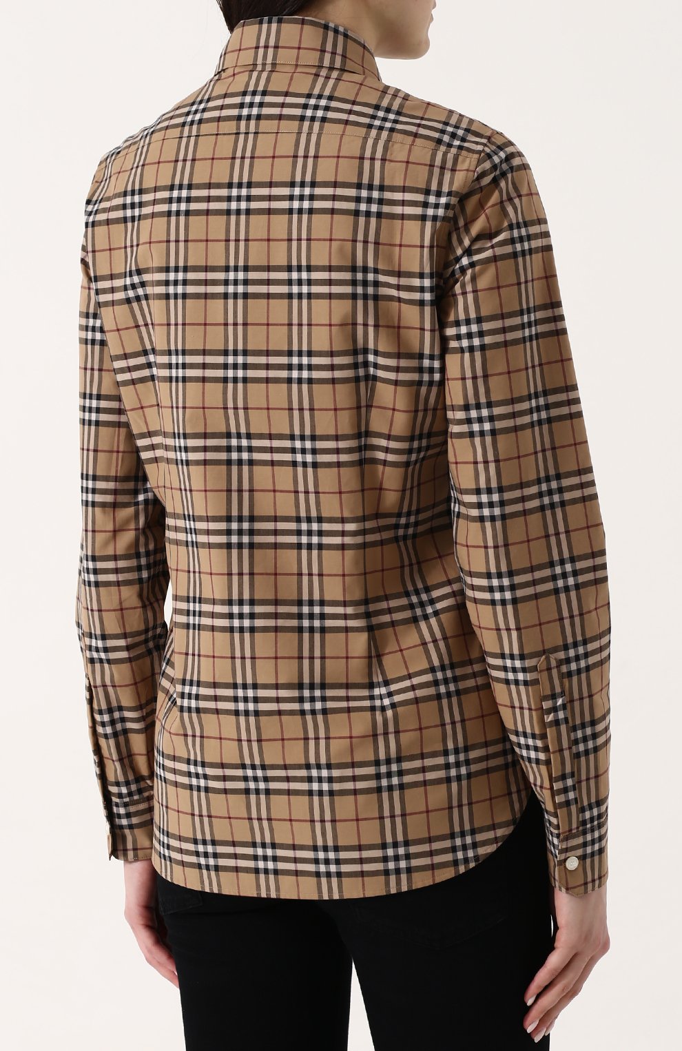 Приталенная хлопковая блуза в клетку BURBERRY, арт. 4073856, фото 4